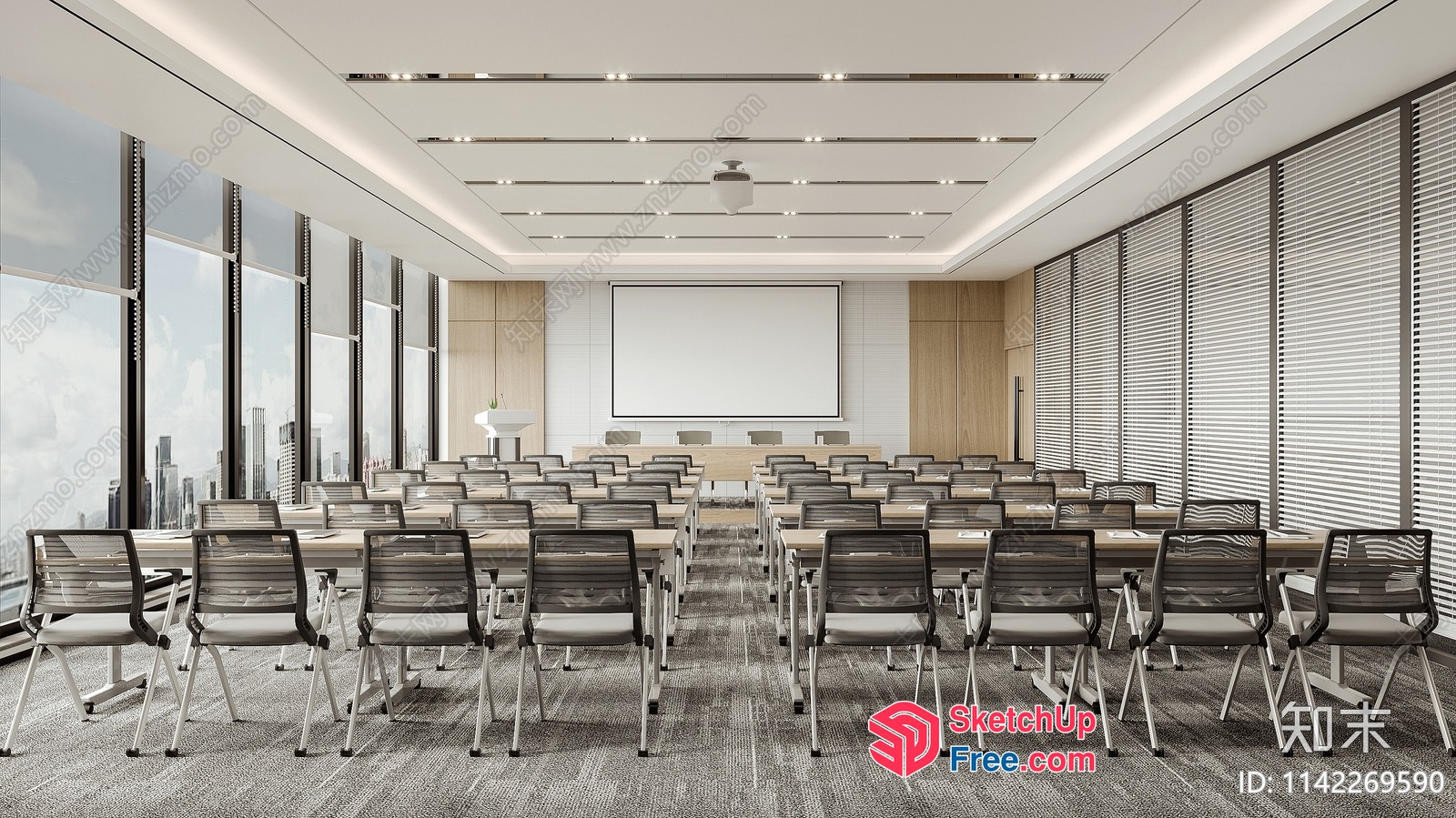 Modern Conference Room With White Walls And Ceiling 3D SketchUp File