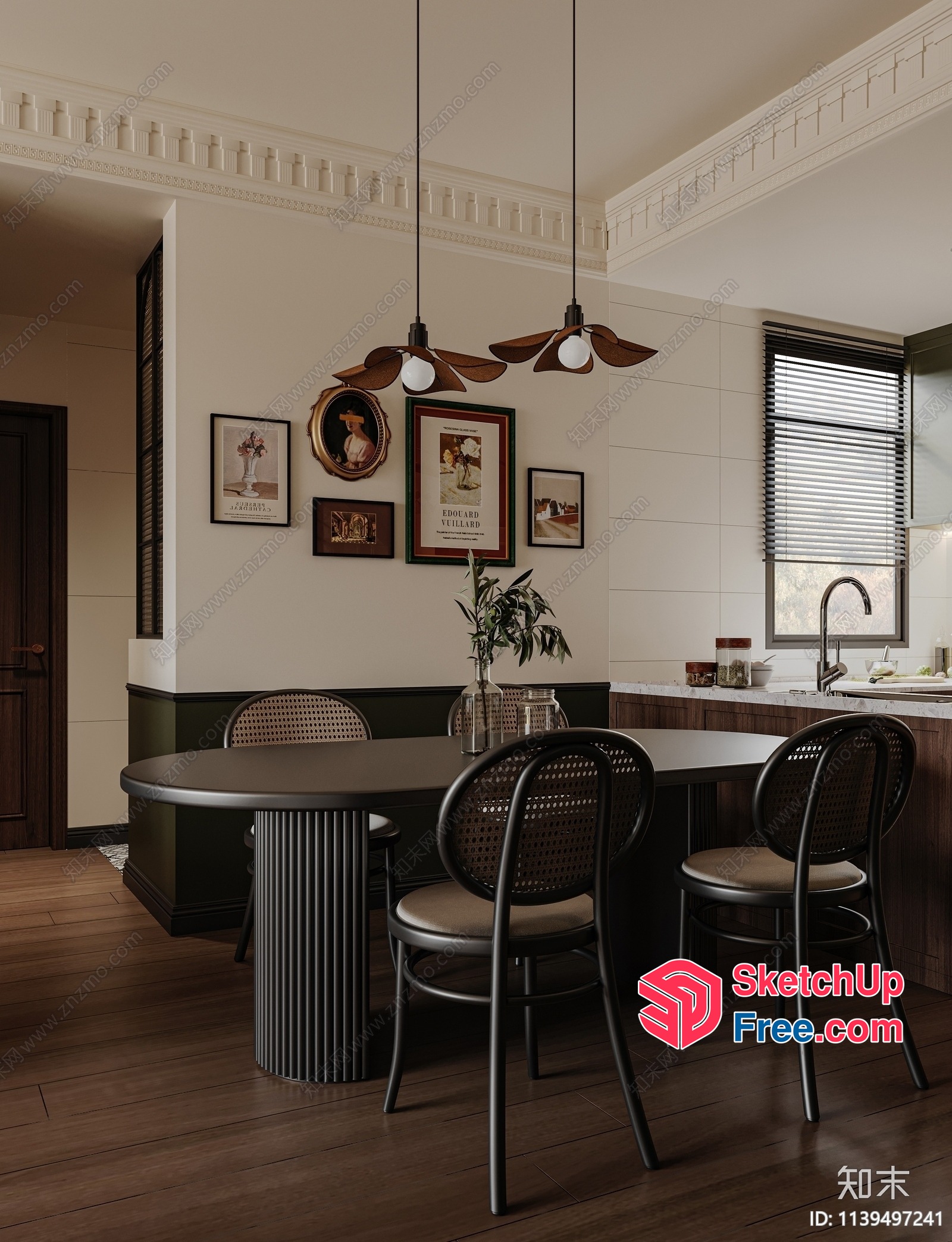Elegant And Sophisticated Dining Room Interior 3D SketchUp File