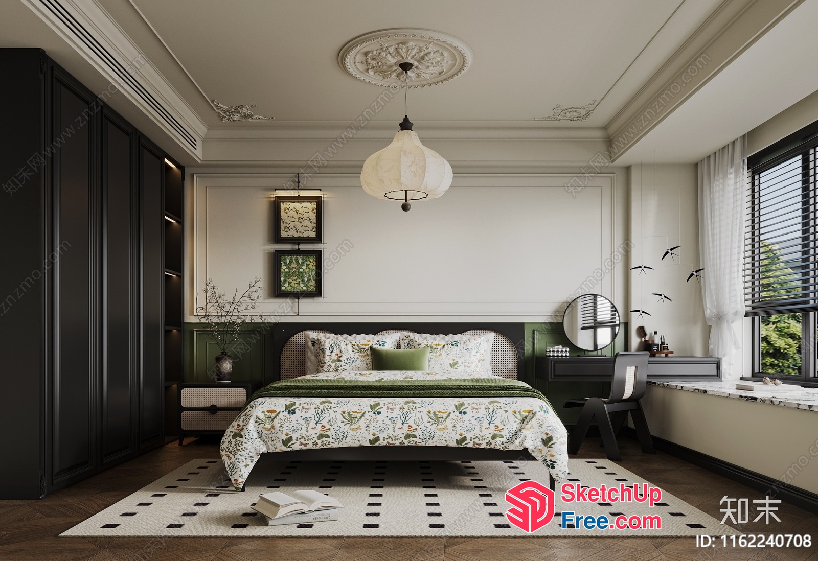 Elegant European Style Bedroom Interior 3D SketchUp File