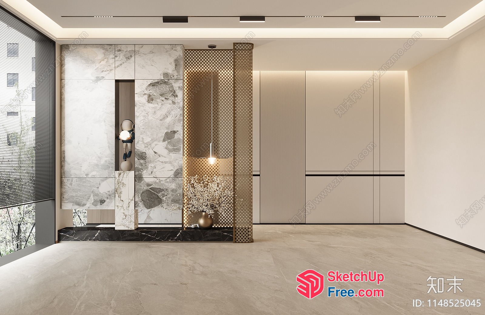 Modern Interior With Marble And Gold Accents 3D SketchUp File