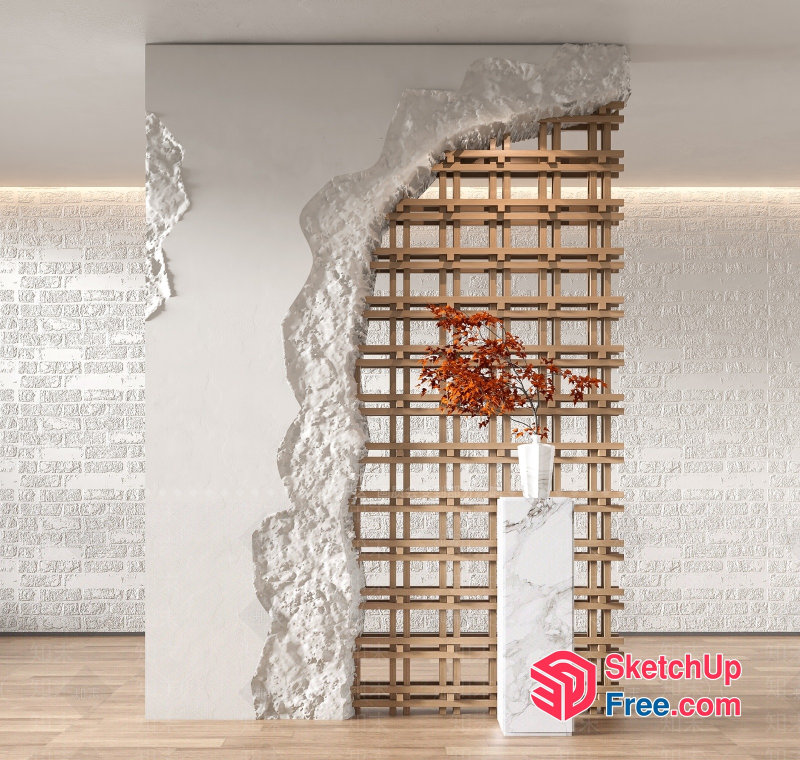 Minimalist Japanese Style Partition Screen 3D SketchUp File