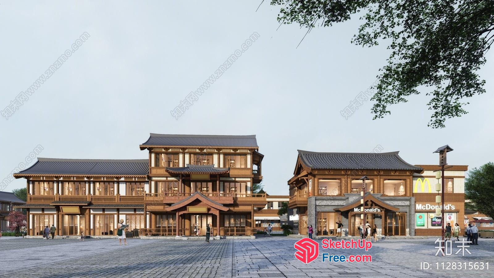 Asian Style Commercial Street 3D SketchUp File