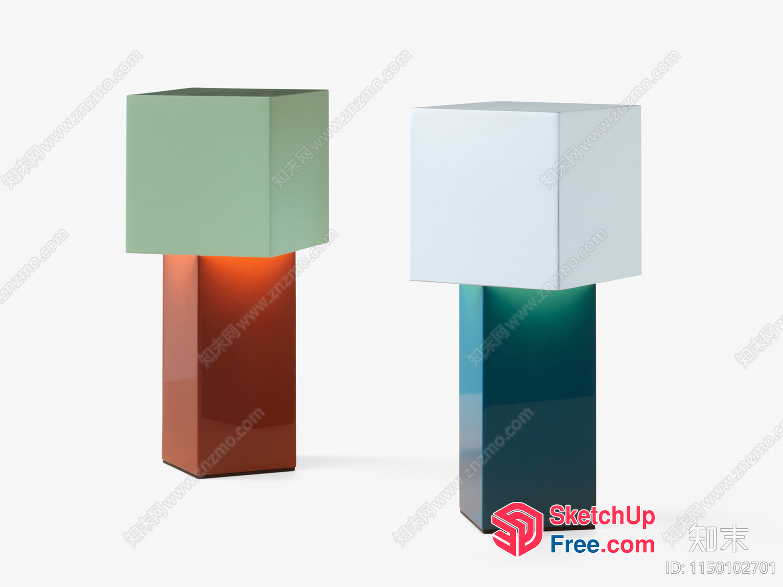 Two Modern Table Lamps With Colorful Shades 3D SketchUp File