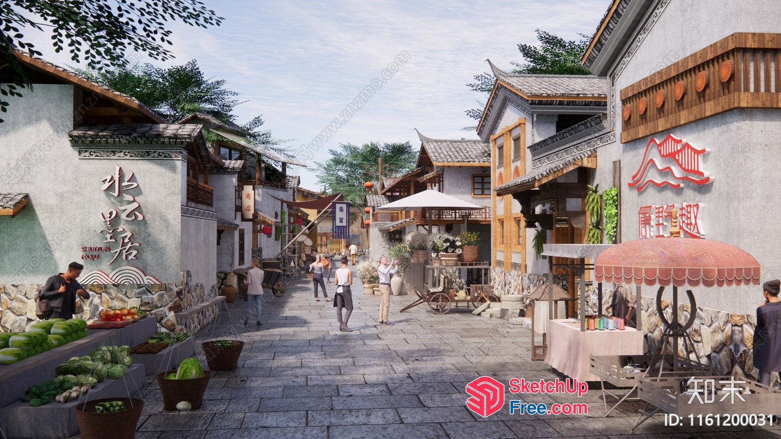 Traditional Asian Street Scene 3D SketchUp File