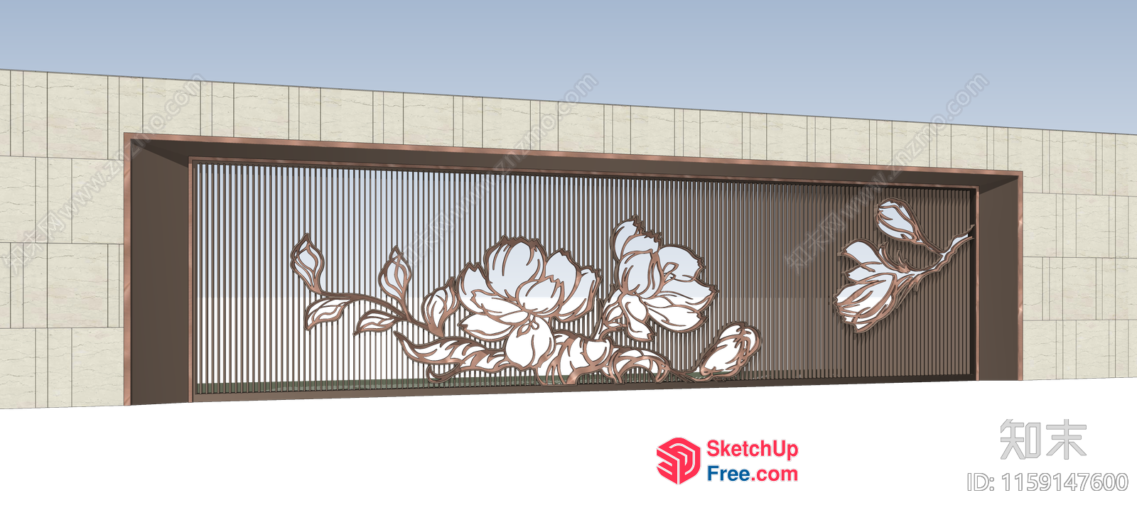 Ornate Floral Design Wall Art 3D SketchUp File