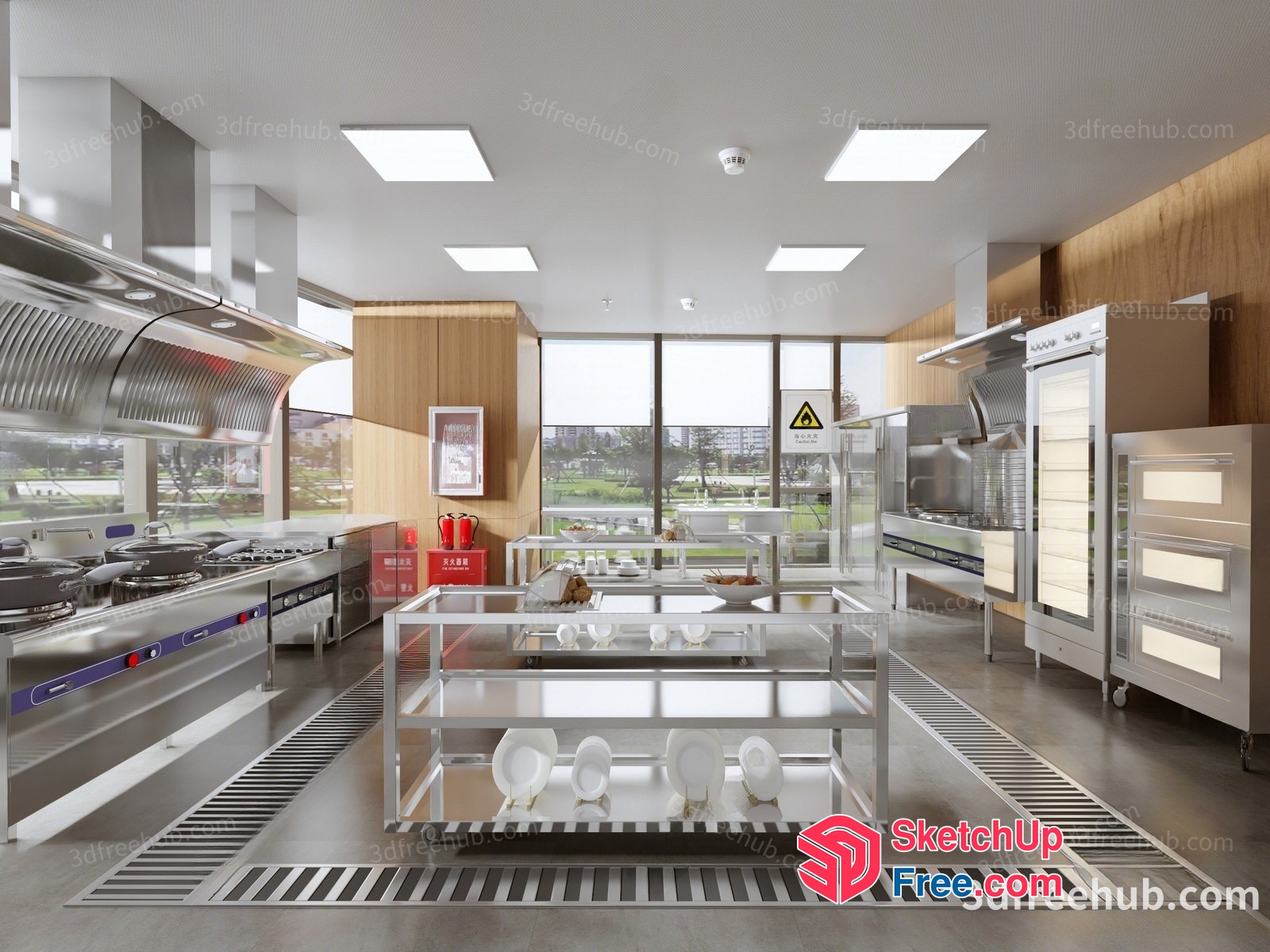 Modern Commercial Kitchen Interior Design 3D SketchUp File