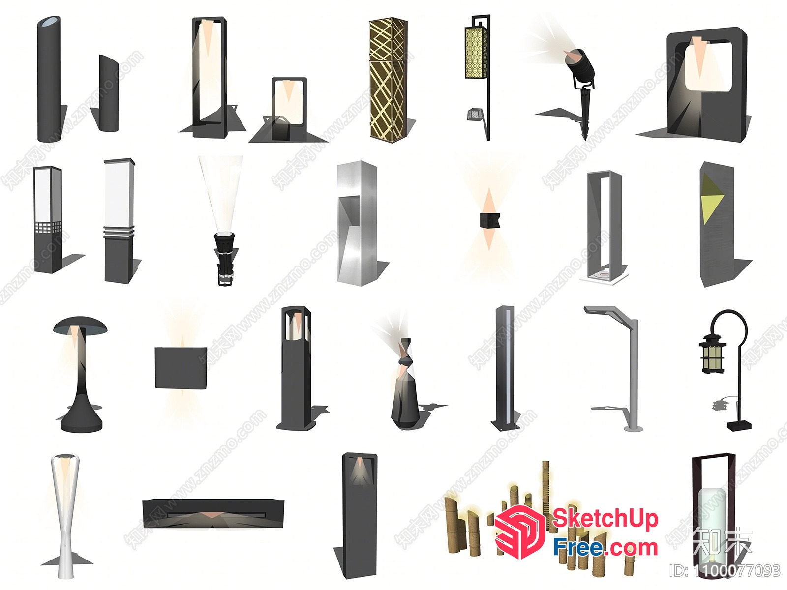 Modern Exterior Lighting Fixtures Collection 3D SketchUp File