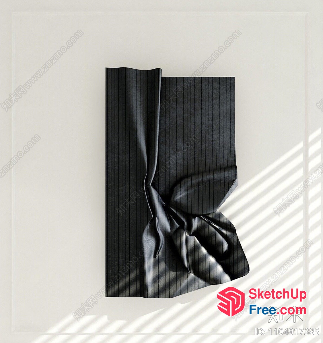Torn Black Fabric On White Wall 3D SketchUp File