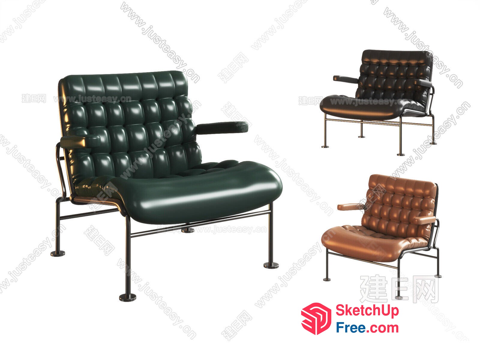 Comfortable Leather Chairs With Armrests 3D SketchUp File