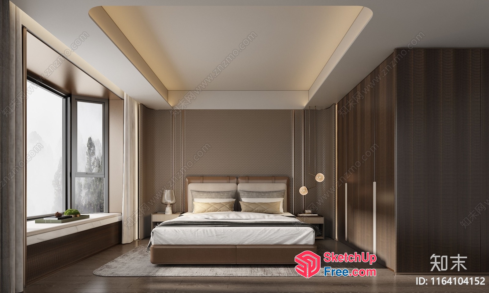 Modern Minimalist Bedroom With Neutral Color Scheme 3D SketchUp File