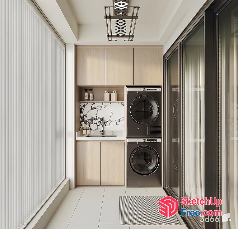 Modern Laundry Room Interior Design 3D SketchUp File