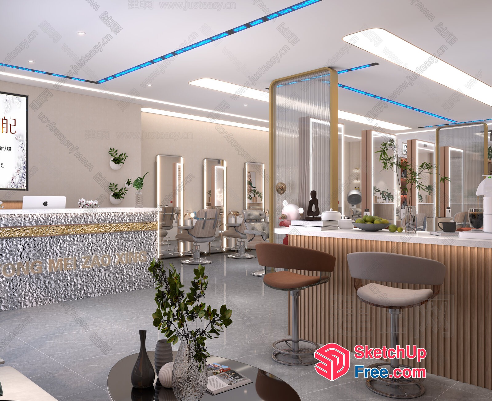 Modern Salon Interior Design With Elegant Decor 3D SketchUp File