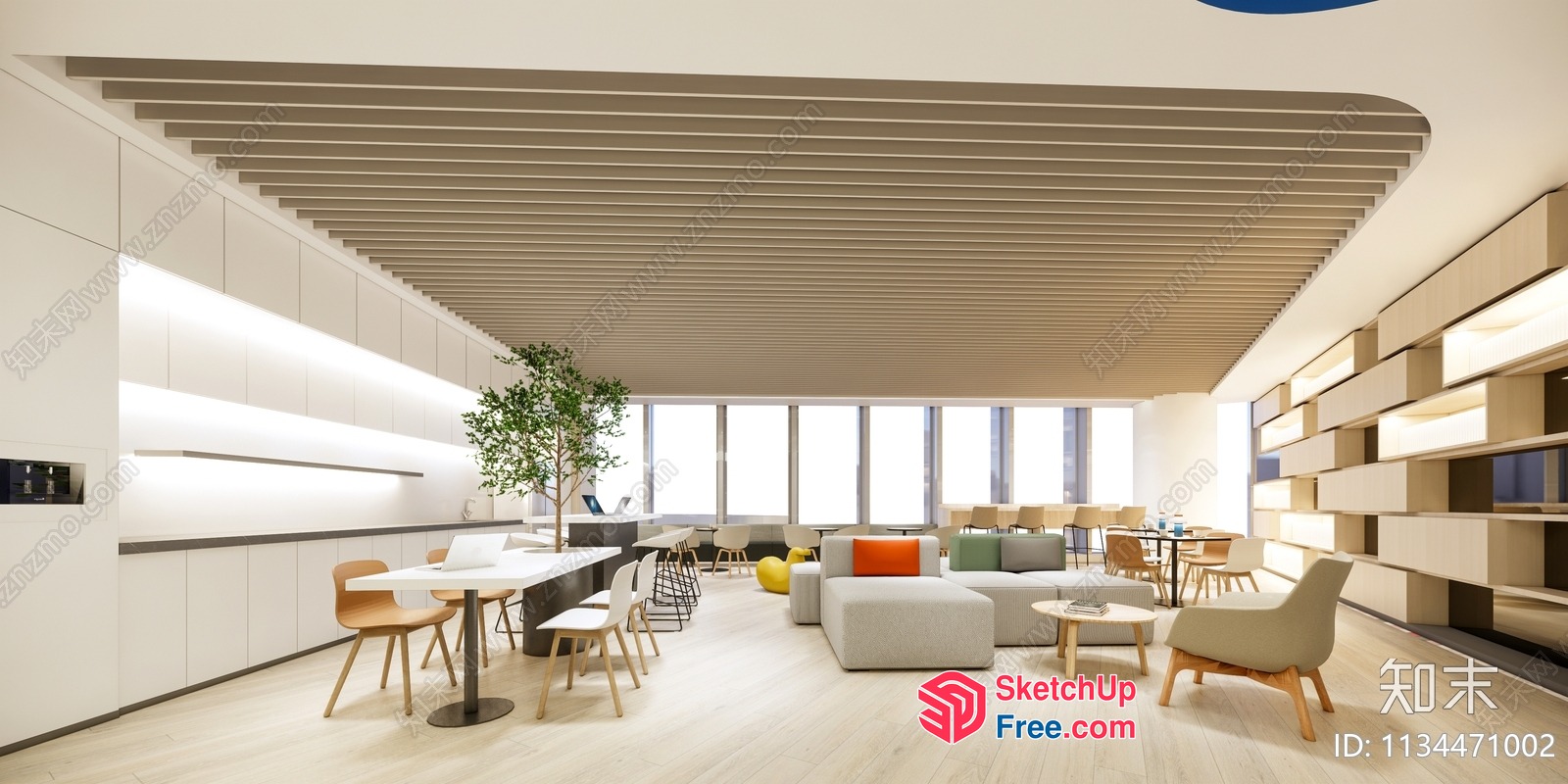 Modern Minimalist Office Space With Natural Light 3D SketchUp File