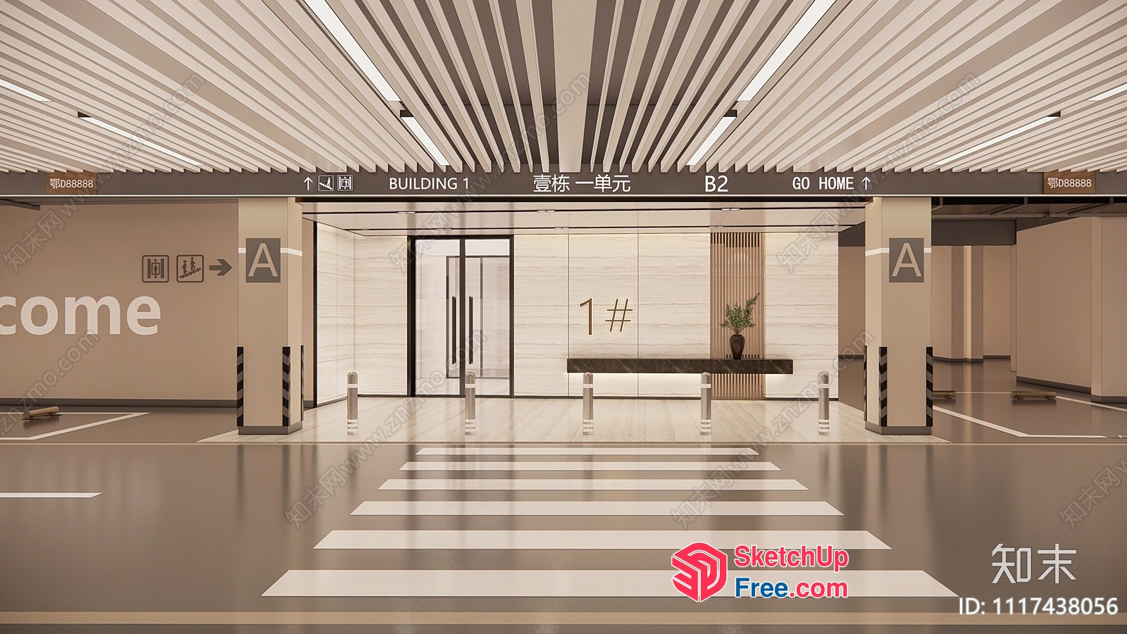 Modern Commercial Building Interior 3D SketchUp File
