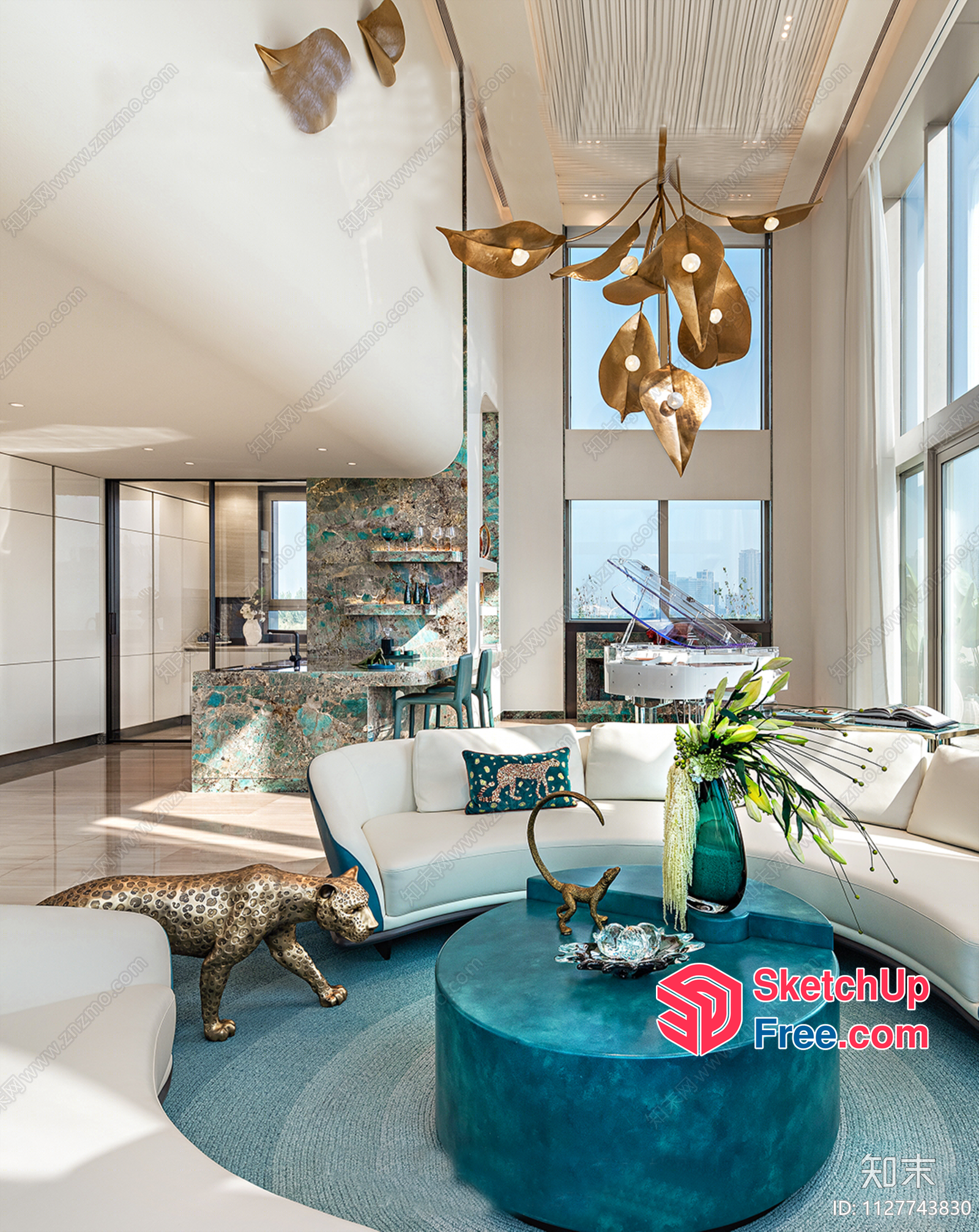 Vibrant Modern Living Room With Unique Decor 3D SketchUp File