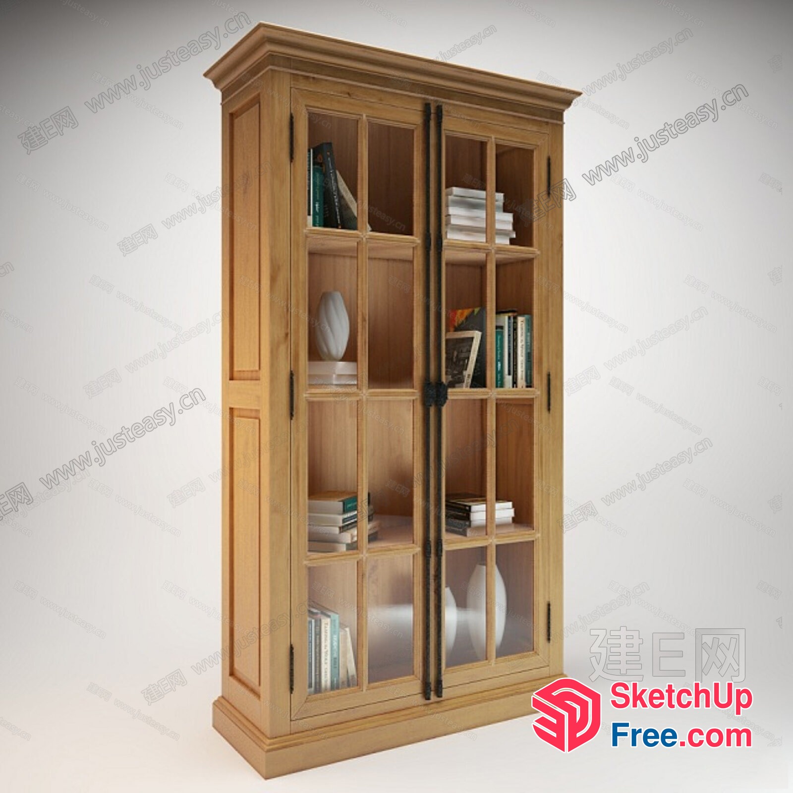 Tall Bookcase With Glass Doors And Shelves 3D SketchUp File