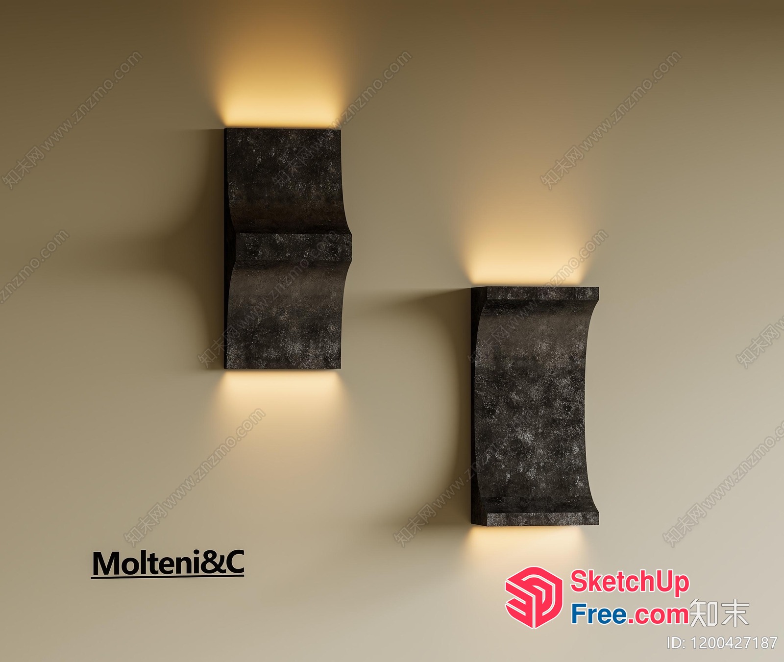 Modern Black Wall Sconces With Warm Lighting 3D SketchUp File