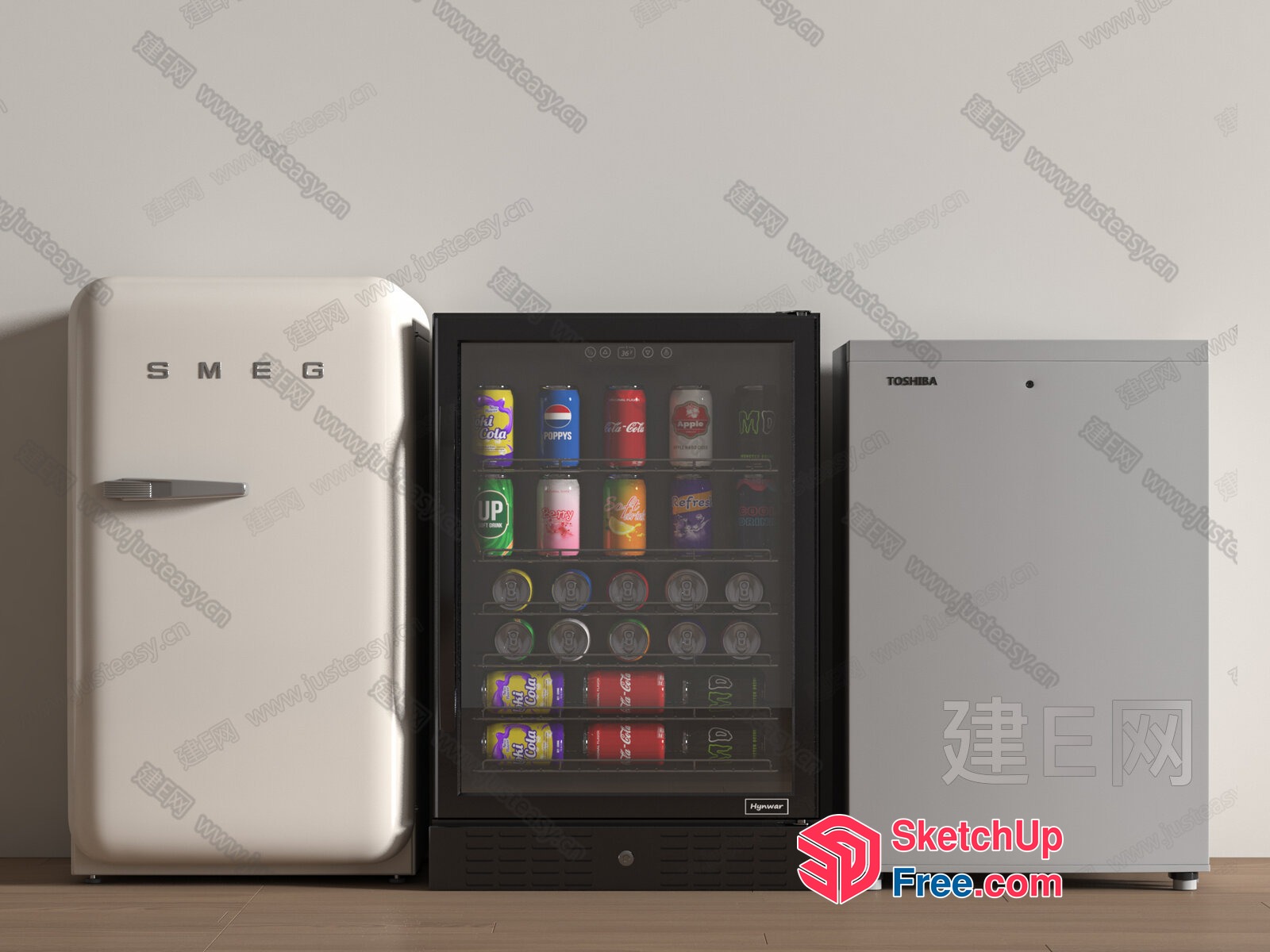 Mini Fridges In A Row 3D SketchUp File