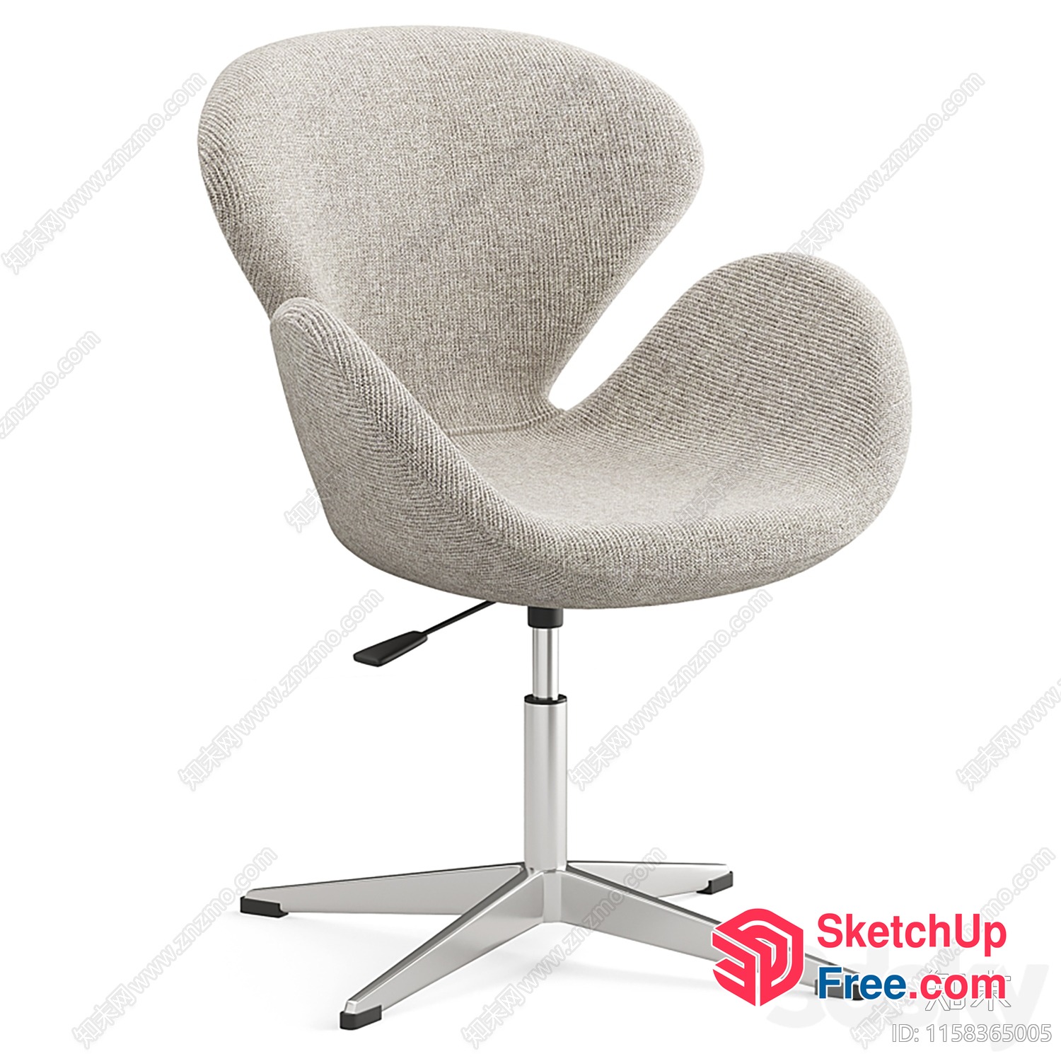 Modern Grey Fabric Upholstered Office Chair 3D SketchUp File