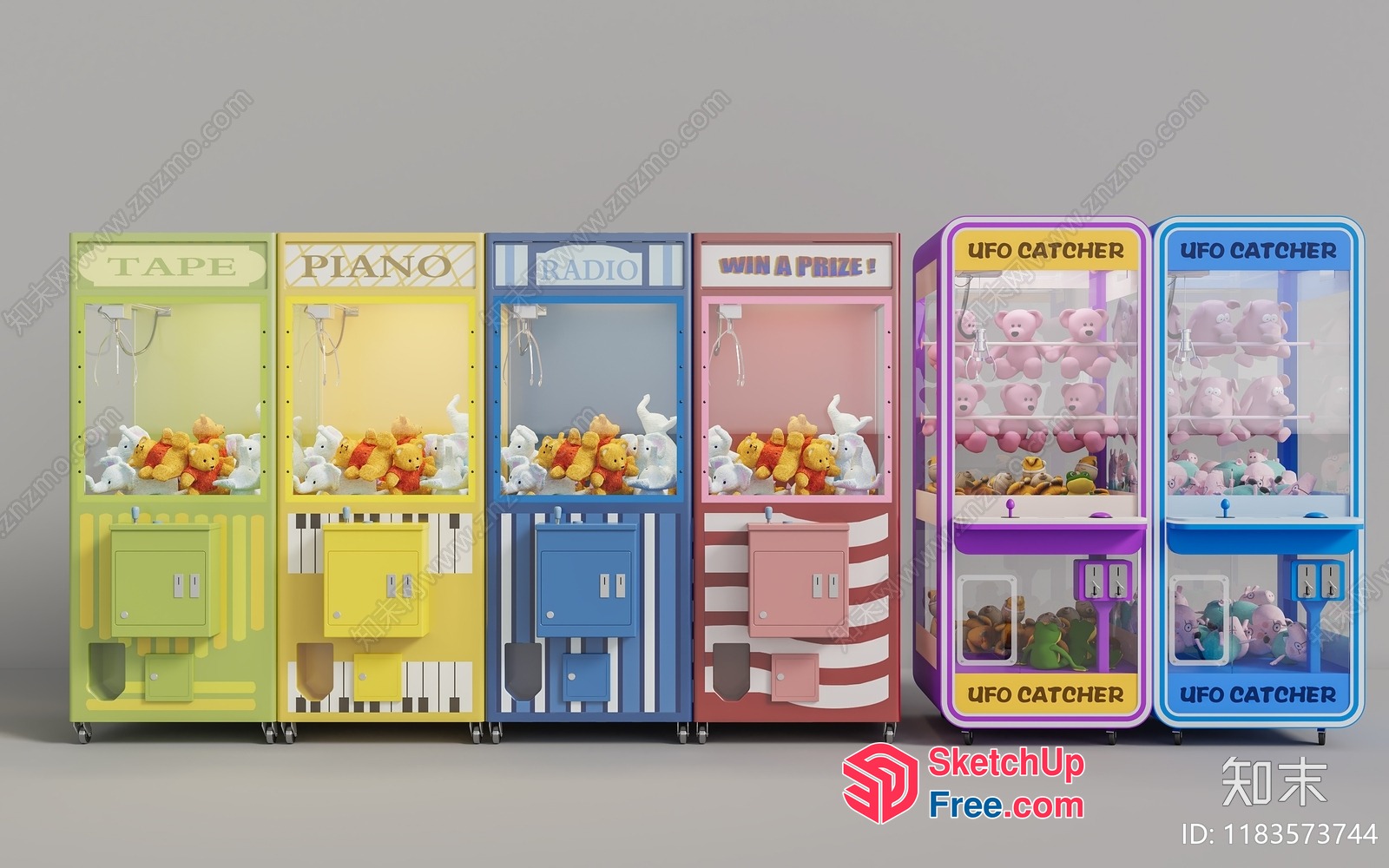Colorful Toy Claw Machine Collection 3D SketchUp File