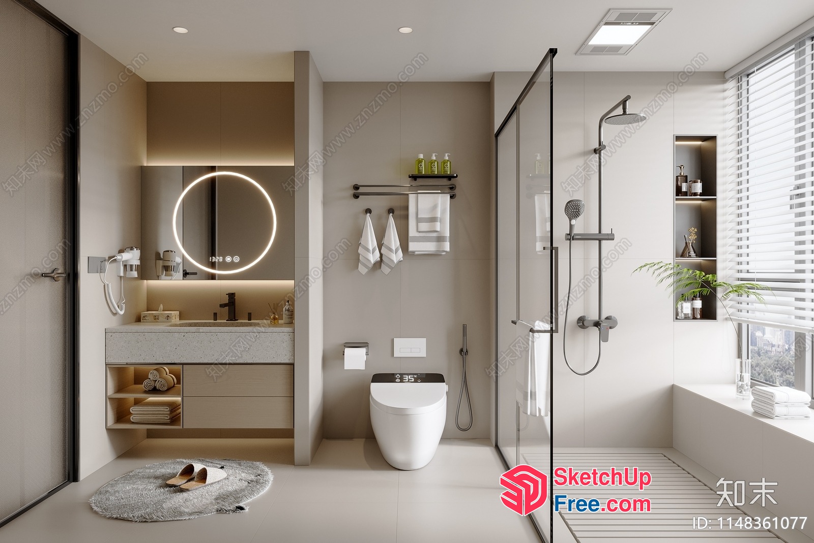 Modern Bathroom Interior With Sleek Fixtures 3D SketchUp File