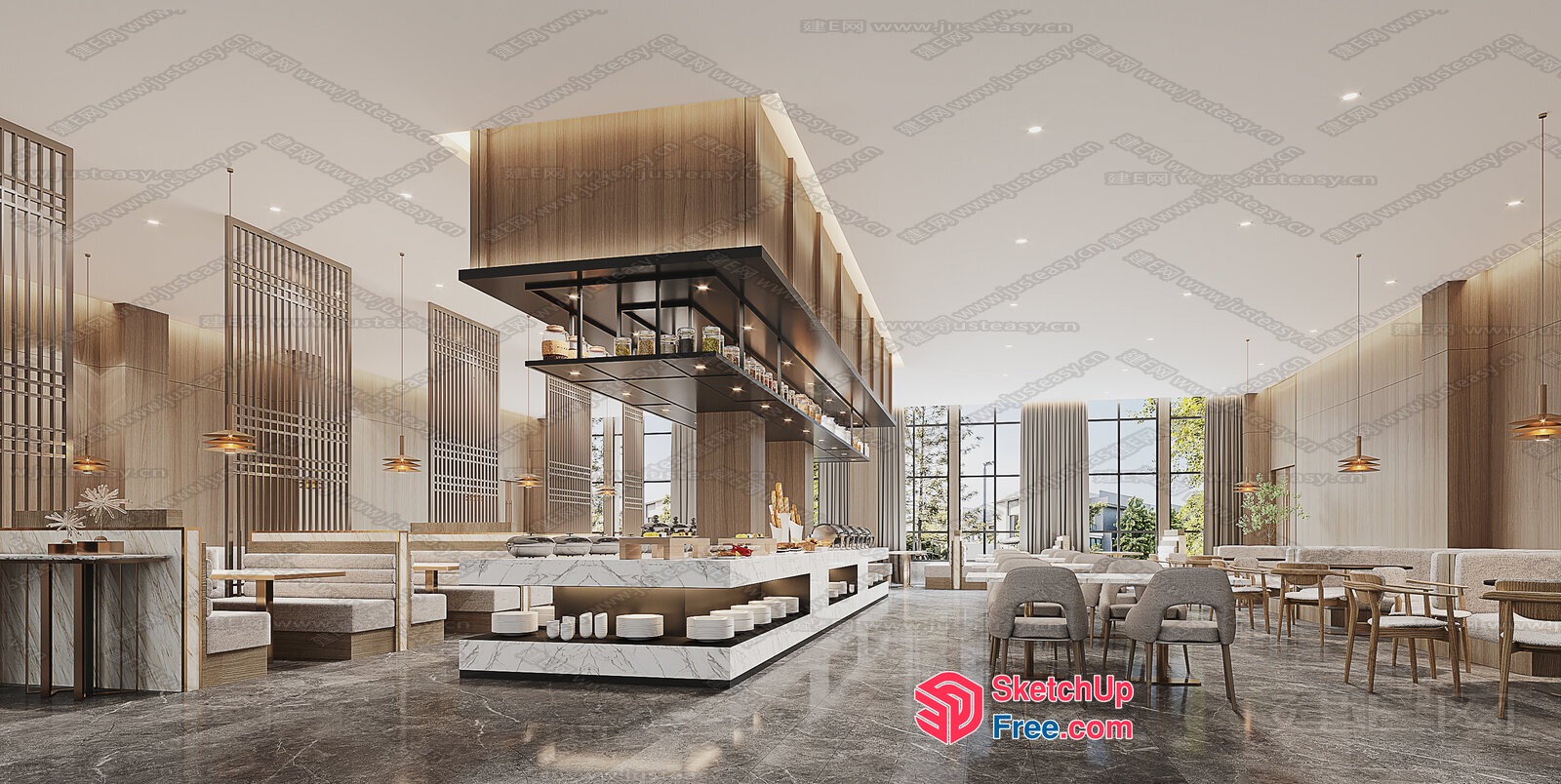 Modern Minimalist Office Space With Natural Light 3D SketchUp File