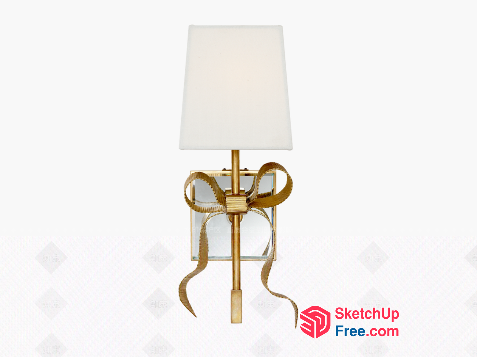 Elegant Gold Ribbon Sconce With White Shade 3D SketchUp File
