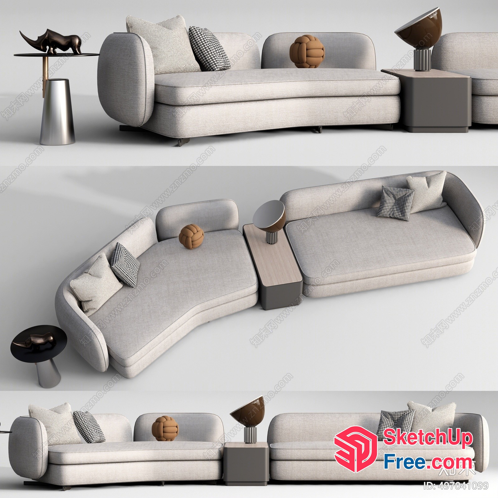 Minimalist Modern Sofa And Pillows 3D SketchUp File