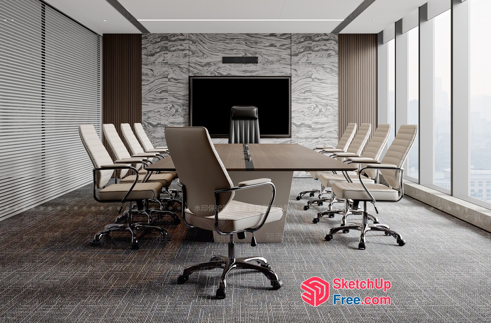 Modern Conference Room With Elegant Furniture 3D SketchUp File