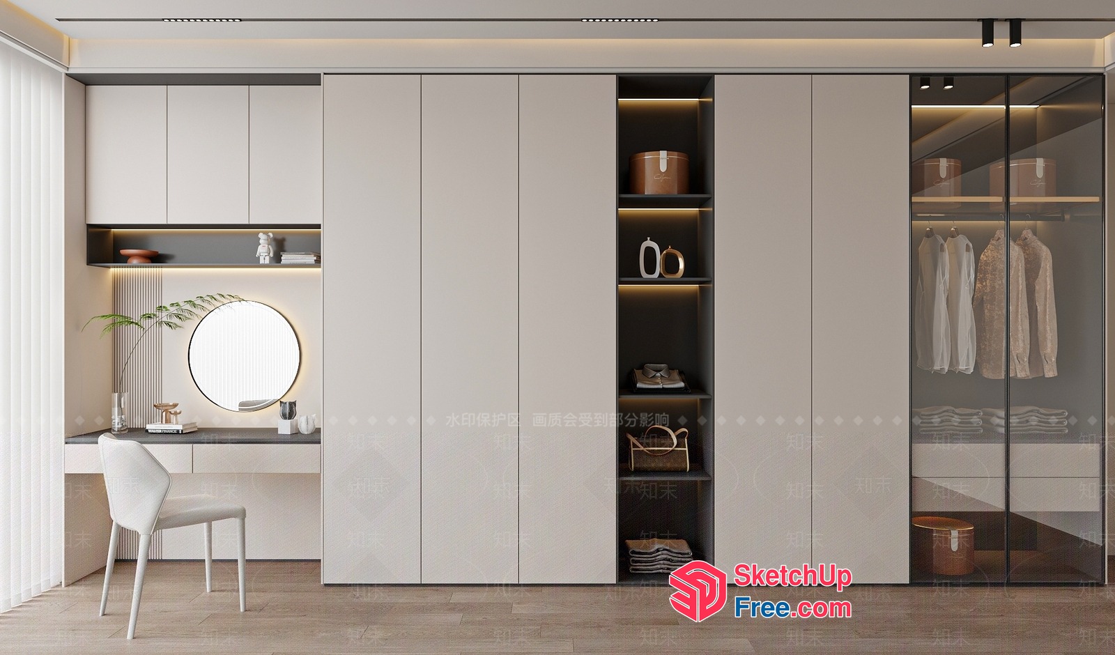 Elegant White Modern Minimalist Bedroom Interior 3D SketchUp File