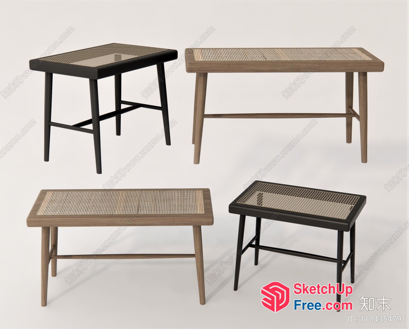 Modern Rattan Stools For Indoor And Outdoor Use 3D SketchUp File