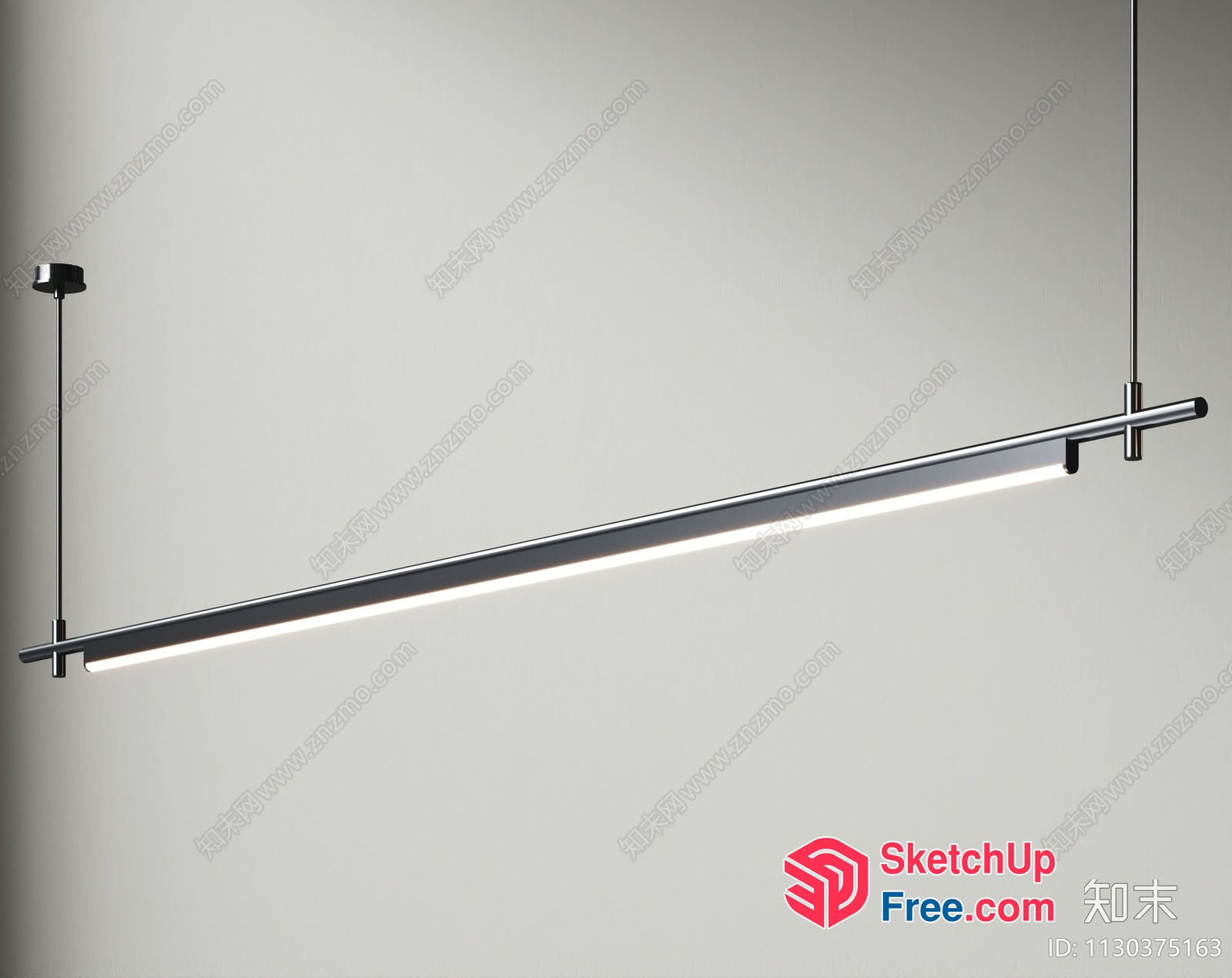 Long Hanging Light Fixture With Minimalist Design 3D SketchUp File