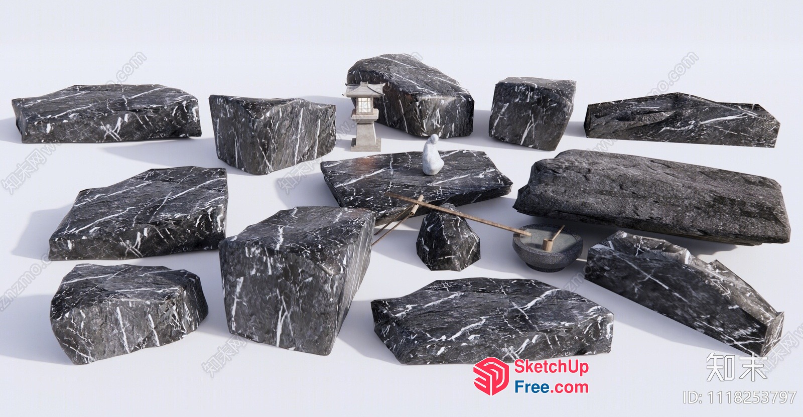 Black And White Marble Stone Blocks 3D SketchUp File