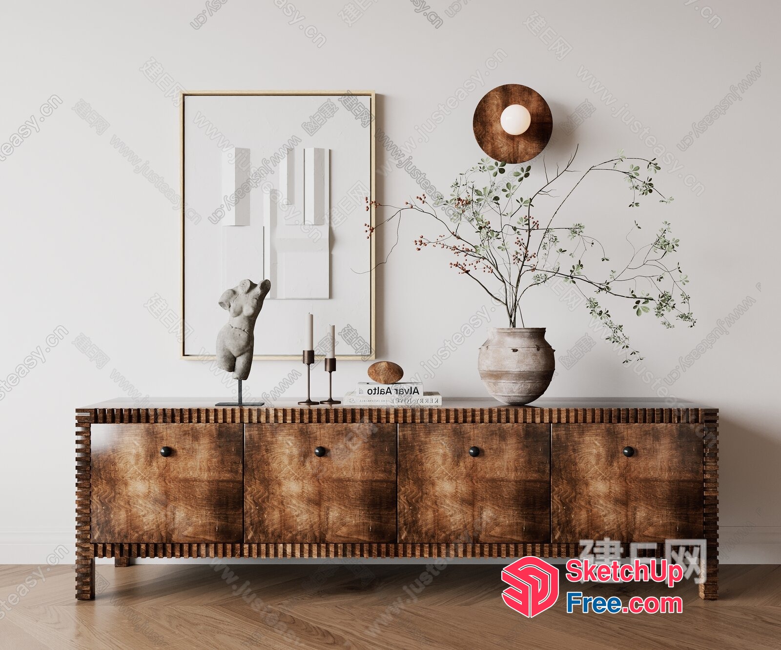 Elegant Wood Furniture And Decor 3D SketchUp File