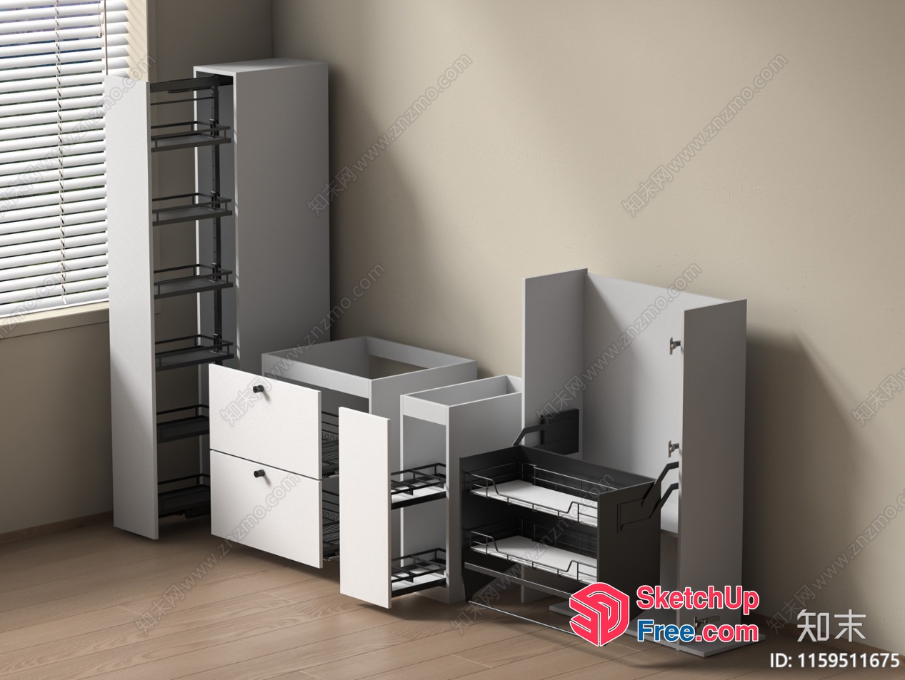 Collection Of White And Grey Storage Units 3D SketchUp File