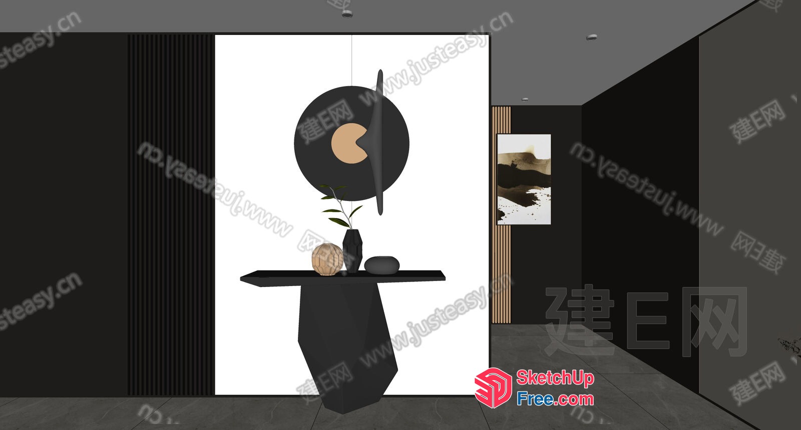 Minimalist Black And White Modern Interior 3D SketchUp File