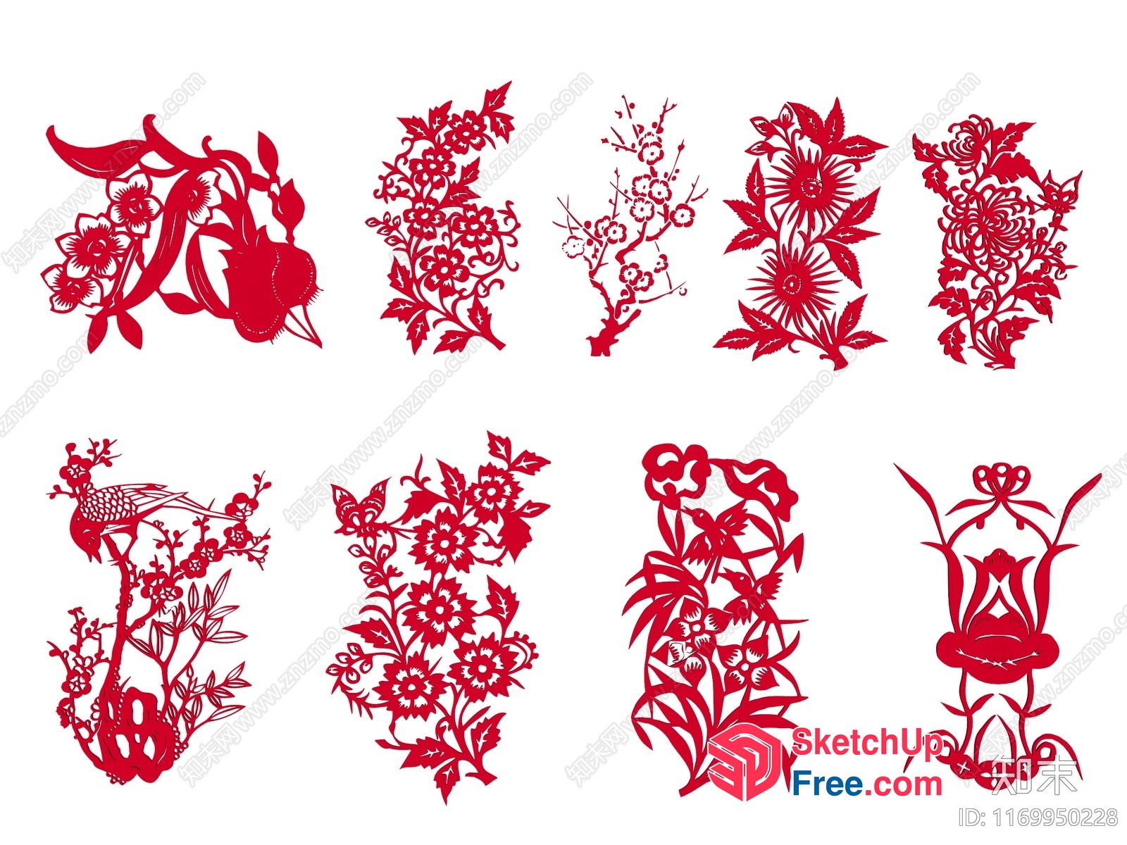 Intricate Red Floral Designs 3D SketchUp File