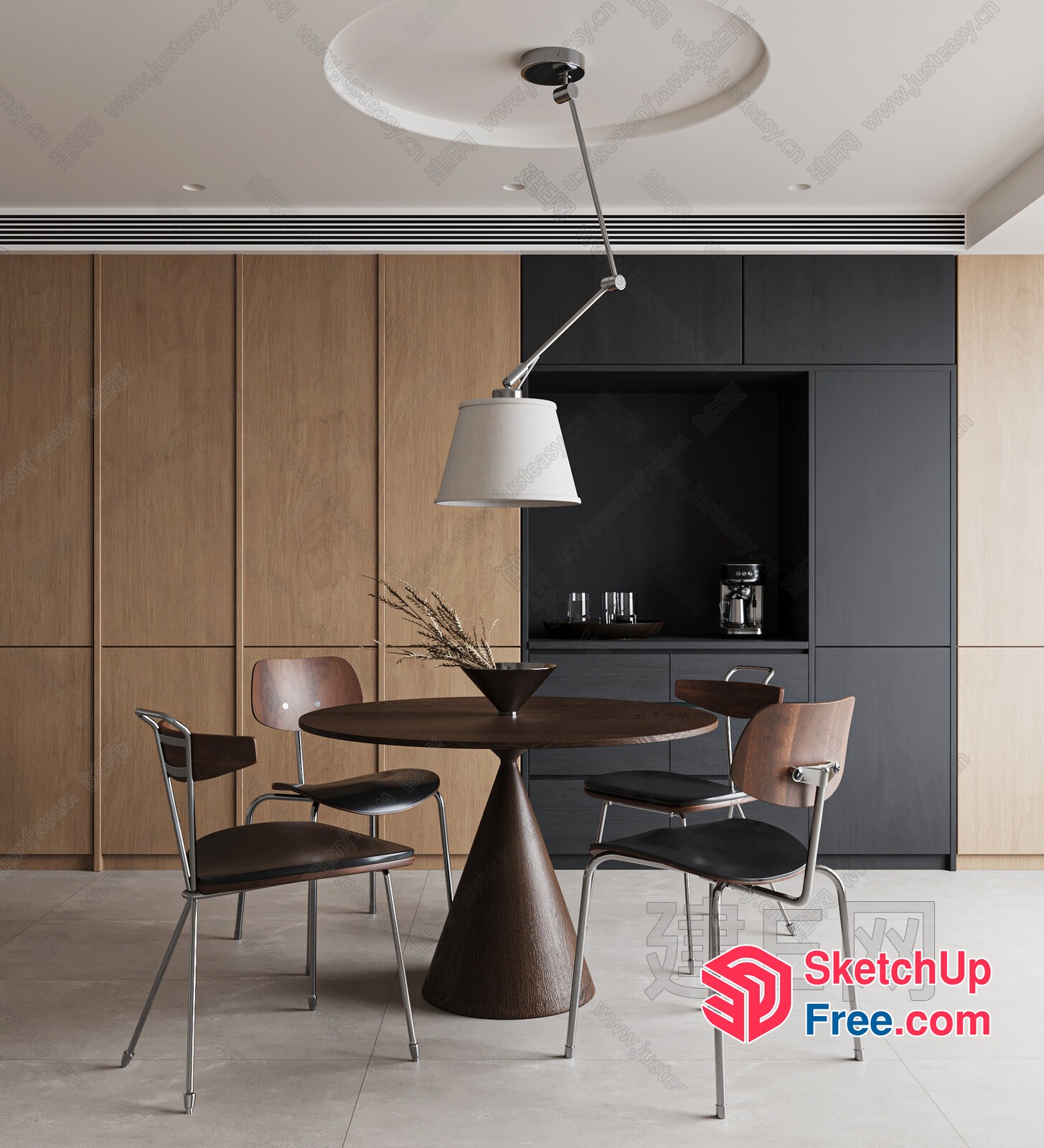 Modern Minimalist Dining Room With Sleek Furniture And Natural Light 3D SketchUp File