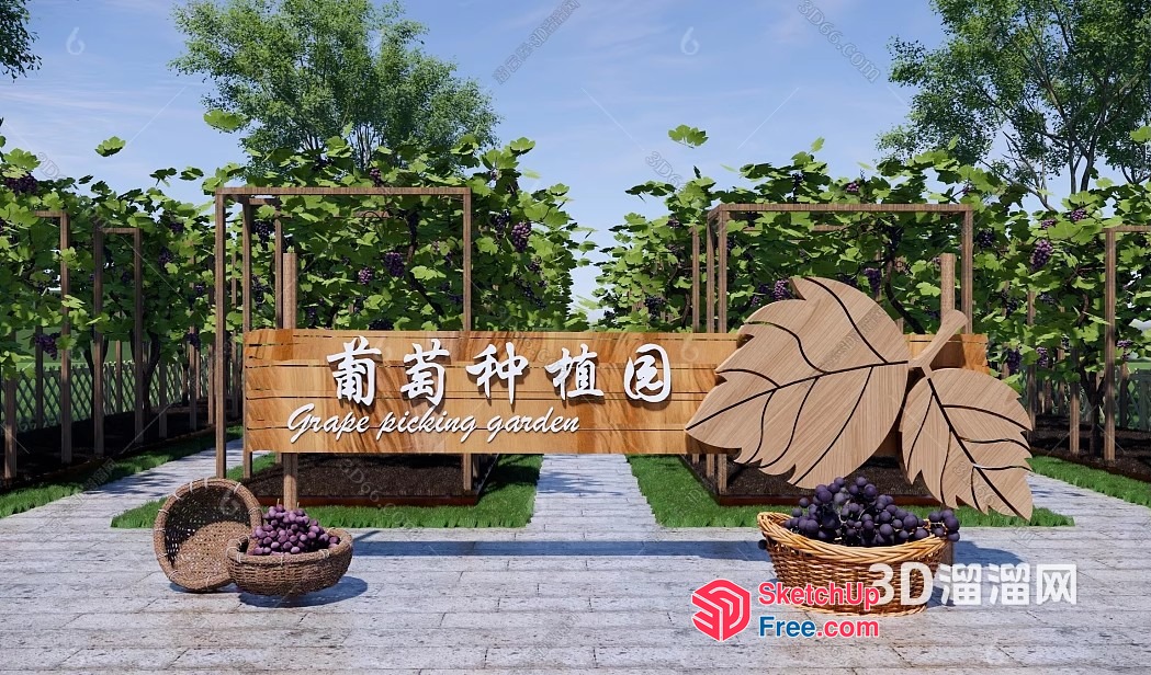 Grape Picking Garden Interior 3D SketchUp File