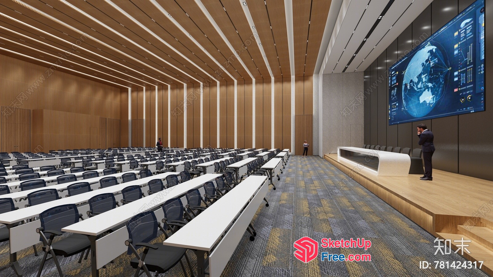 Large Conference Room With Modern Decor And Technology 3D SketchUp File