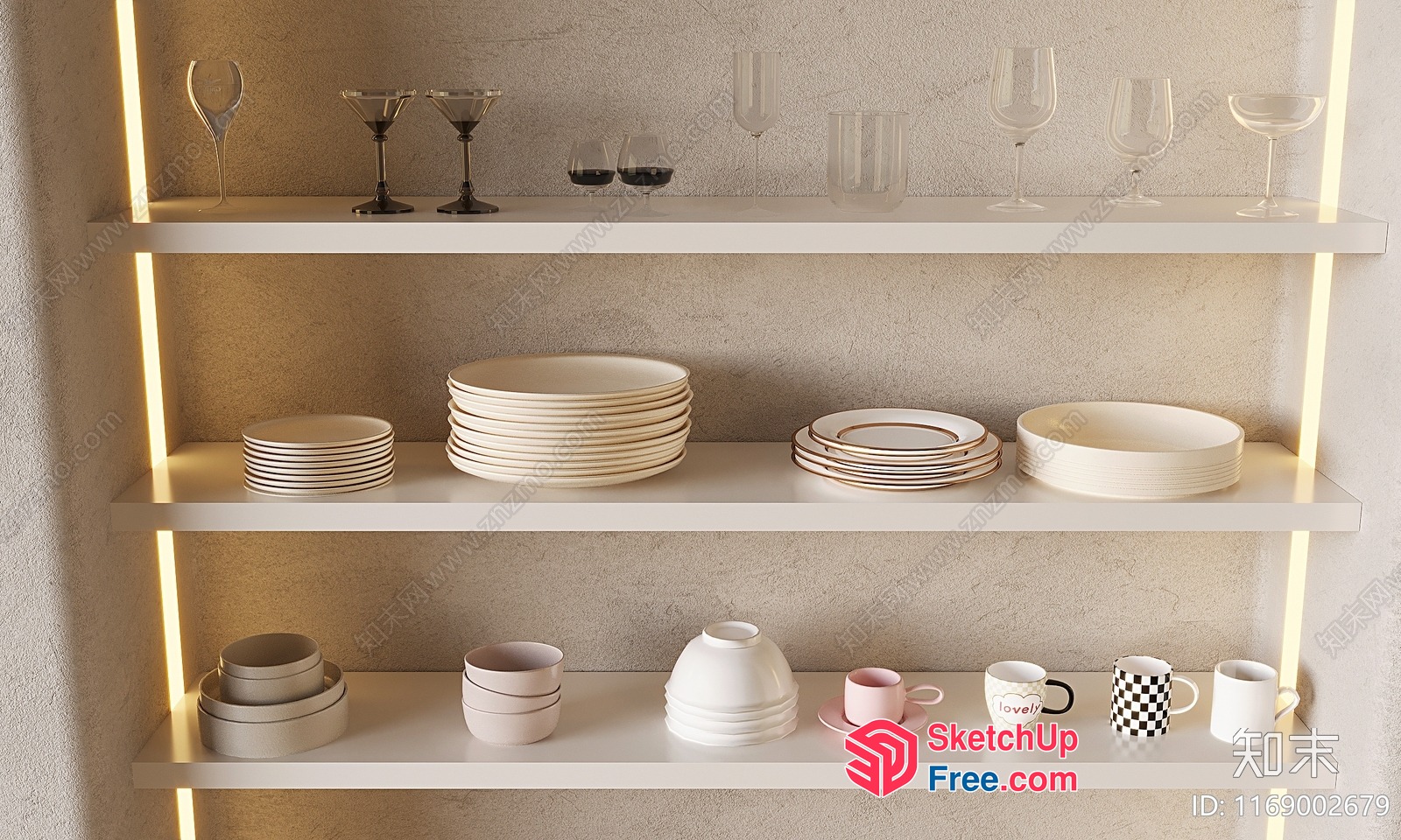 Elegant Shelving For Tableware And Drinks 3D SketchUp File