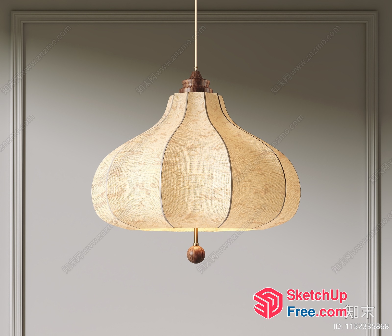 Elegant Hanging Light Fixture With Creamy Style Shade 3D SketchUp File