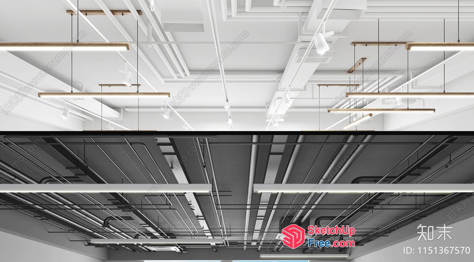 Industrial Style Ceiling Lighting Fixtures 3D SketchUp File