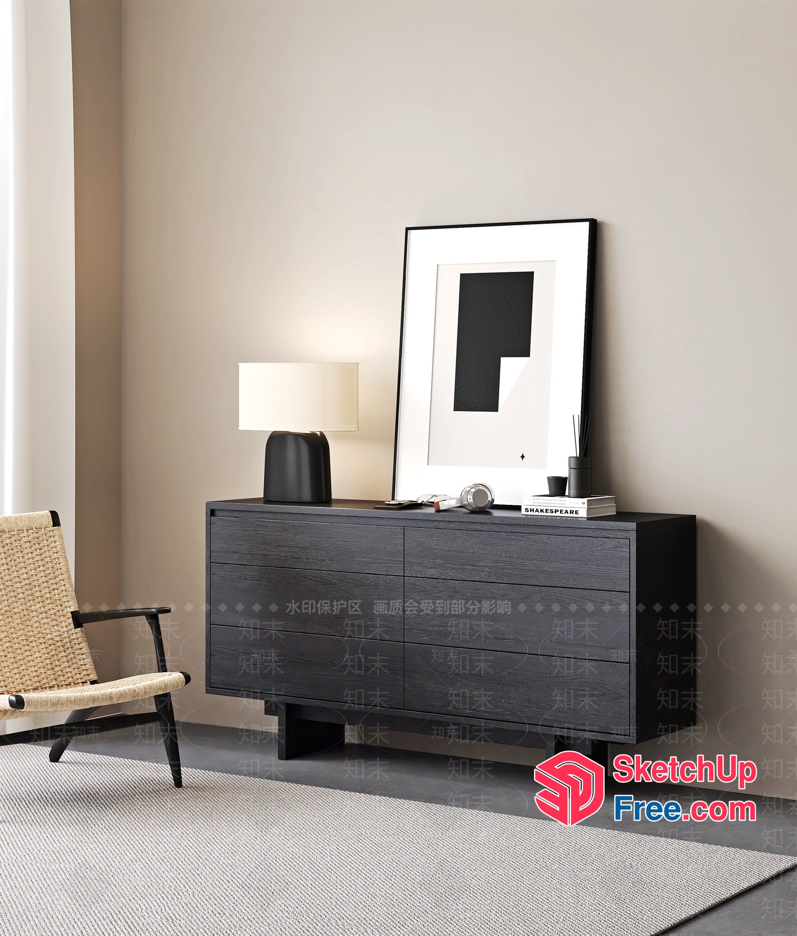 Modern Minimalist Living Room Furniture And Decor 3D SketchUp File