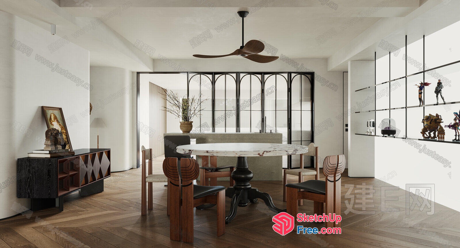 Elegant Modern Minimalist Dining Room 3D SketchUp File