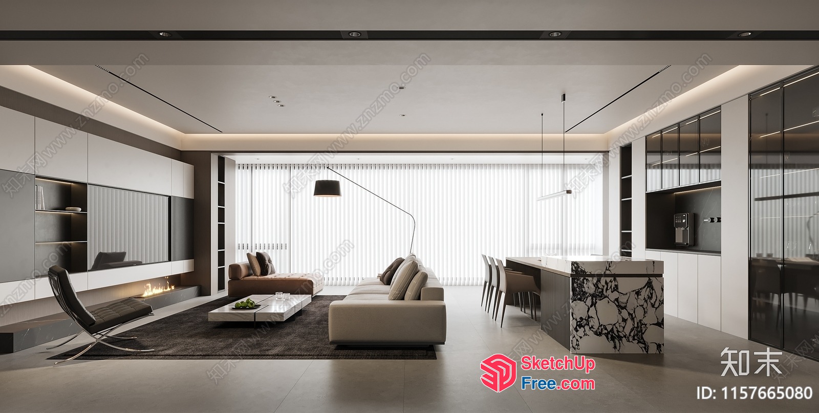 Modern Minimalist Living Room With Sleek Furniture And Natural Light 3D SketchUp File
