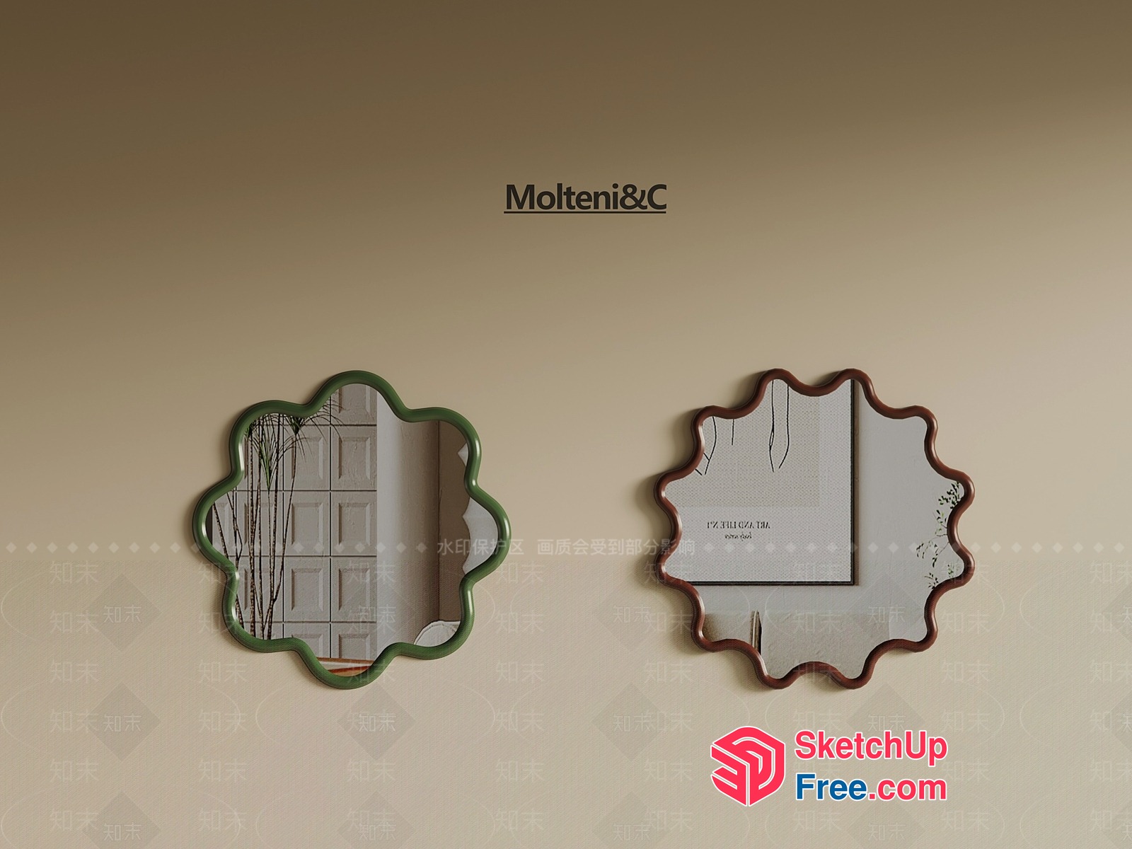 Decorative Mirrors In A Flower Shape 3D SketchUp File