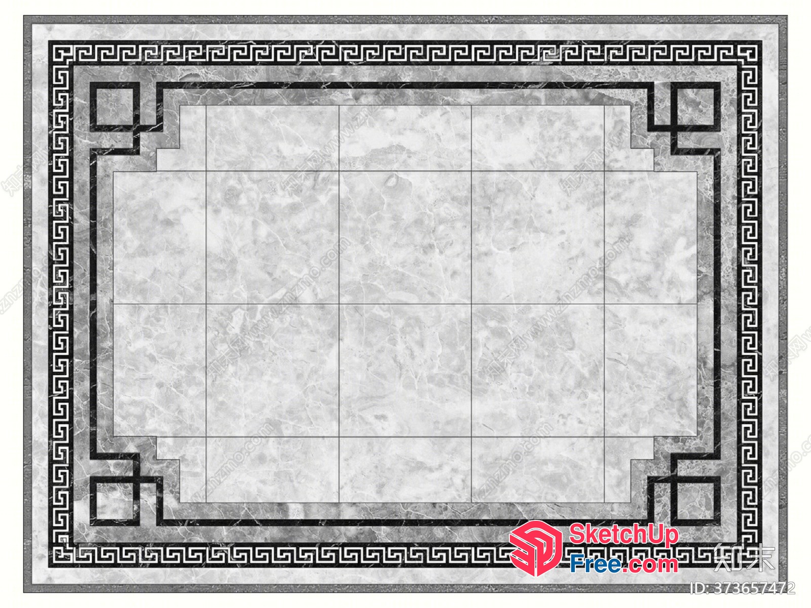 Elegant Marble Flooring With Greek Key Border 3D SketchUp File