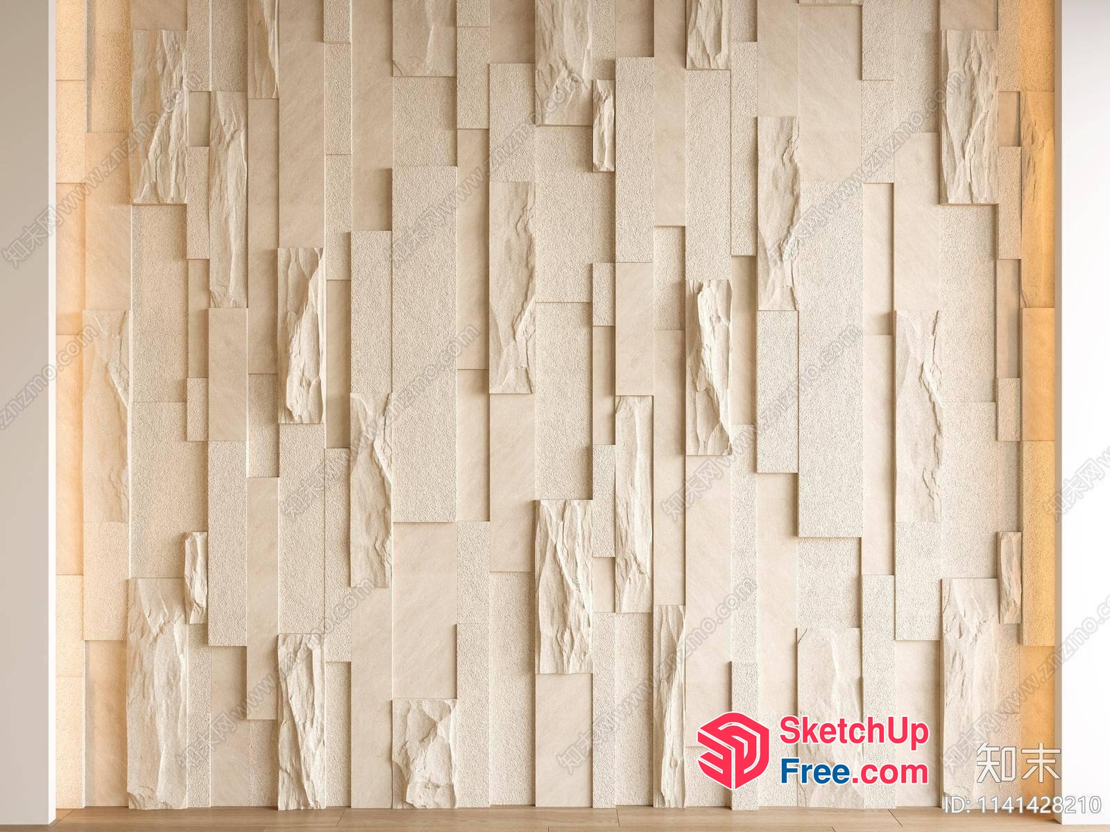 Modern Textured Stone Wall Interior 3D SketchUp File