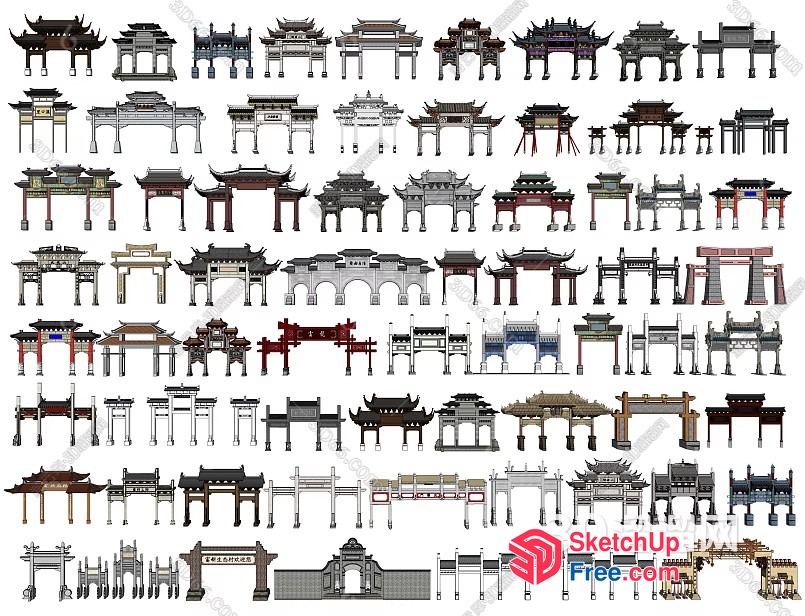 Chinese Architectural Elements 3D SketchUp File